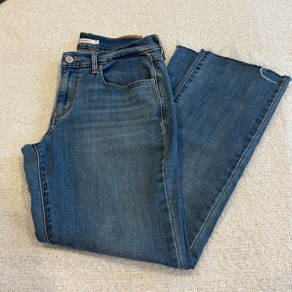 Levi's Denim - Levi’s 505 Straight 27” long with distressed bottoms (altered)